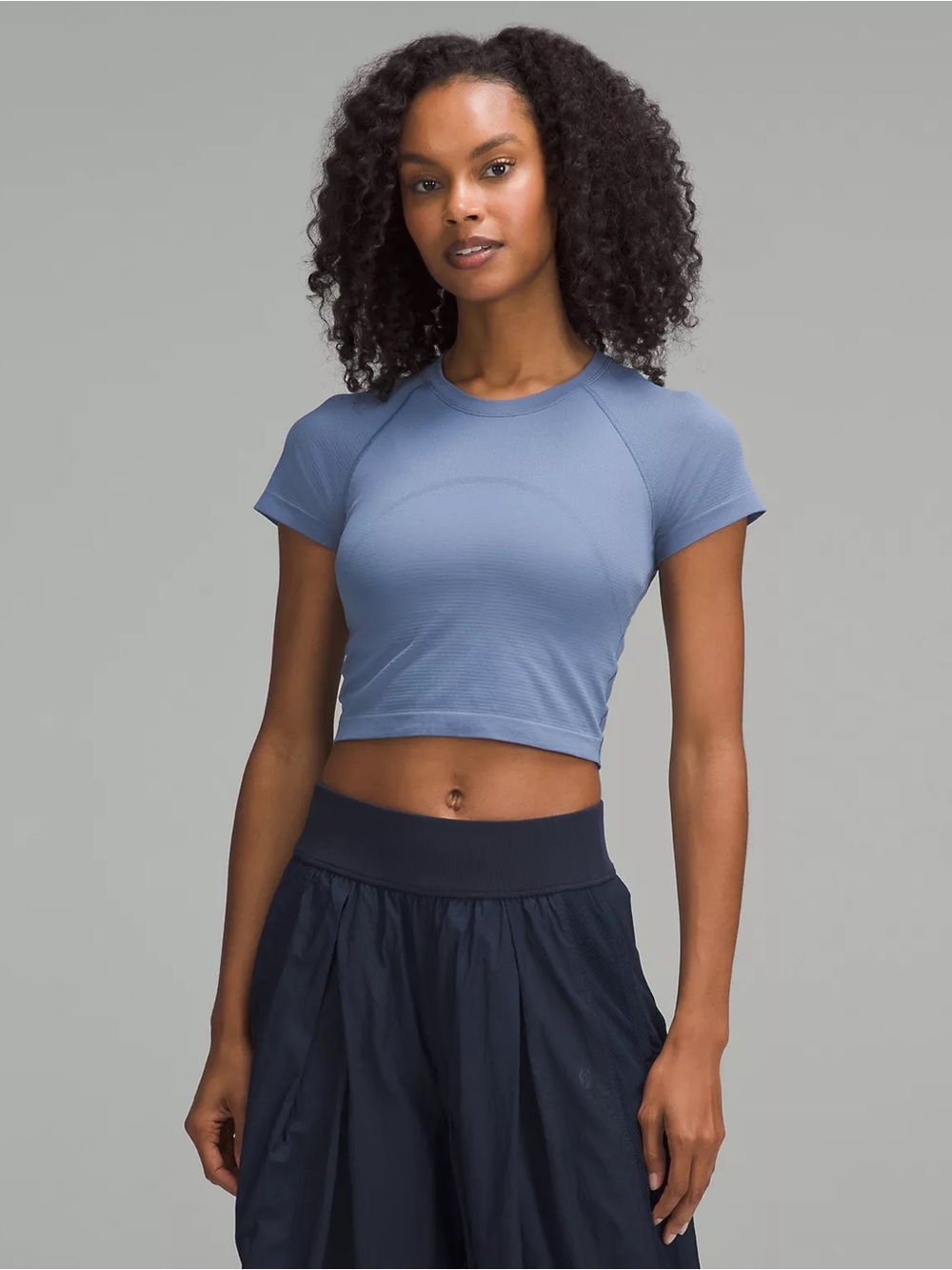 Lululemon Swiftly Tech Cropped Short-Sleeve Shirt 2.0 in Oasis Blue
